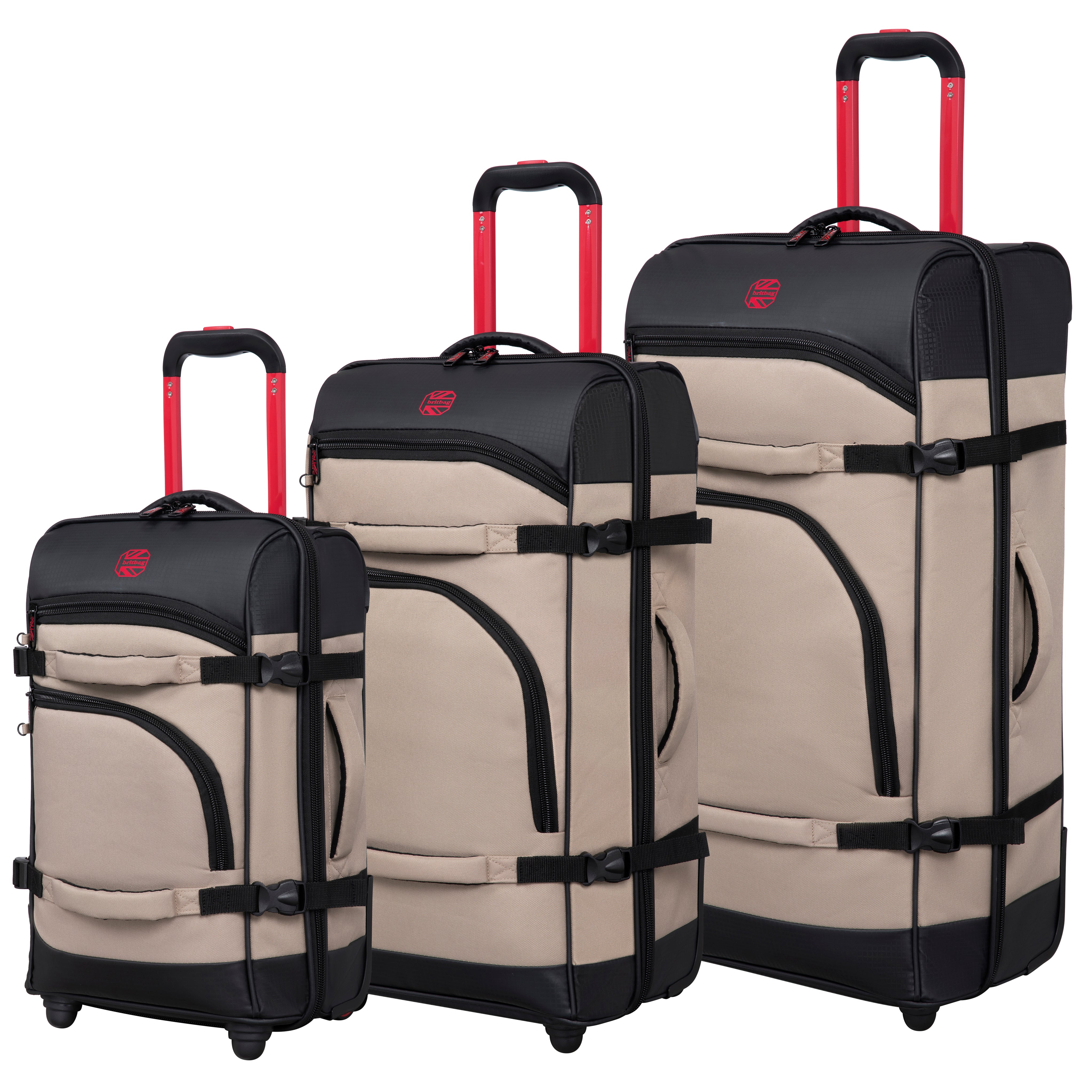 BRITBAG Persevering - 2-Wheel Duffle Bag 3pc Set (Cobblestone / Black) - Image 12