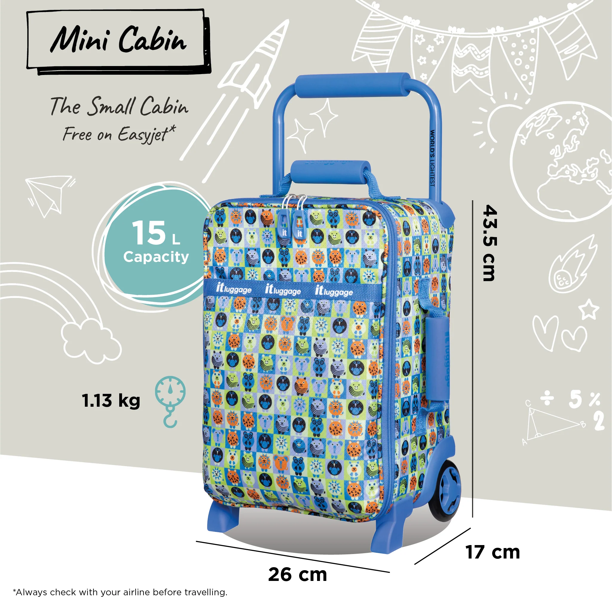 Curiosity - Kids Underseat (Blue Minimals Print) - Image 8