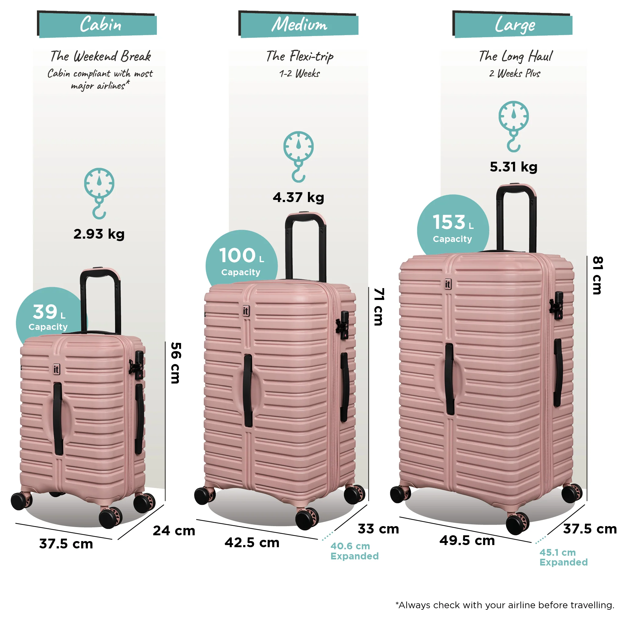 Jumbo Trunk - 3pc Set (Misty Rose) - Image 18