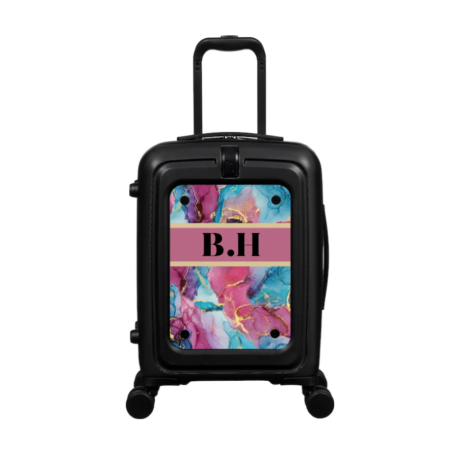 Modify - Suitcase with Personalised Panel (Colour Mix Marble Strip - Initials) - Image 2