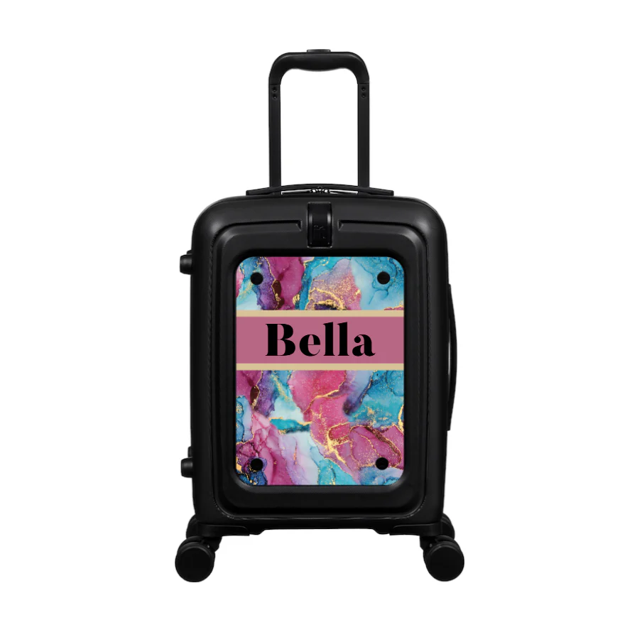 Modify - Suitcase with Personalised Panel (Colour Mix Marble Strip - Name) - Image 2