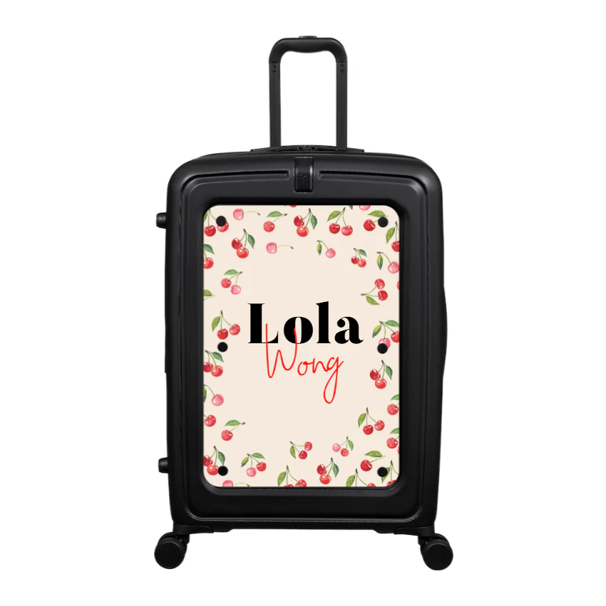 Modify - Suitcase with Personalised Panel (Cherries - Double Name)