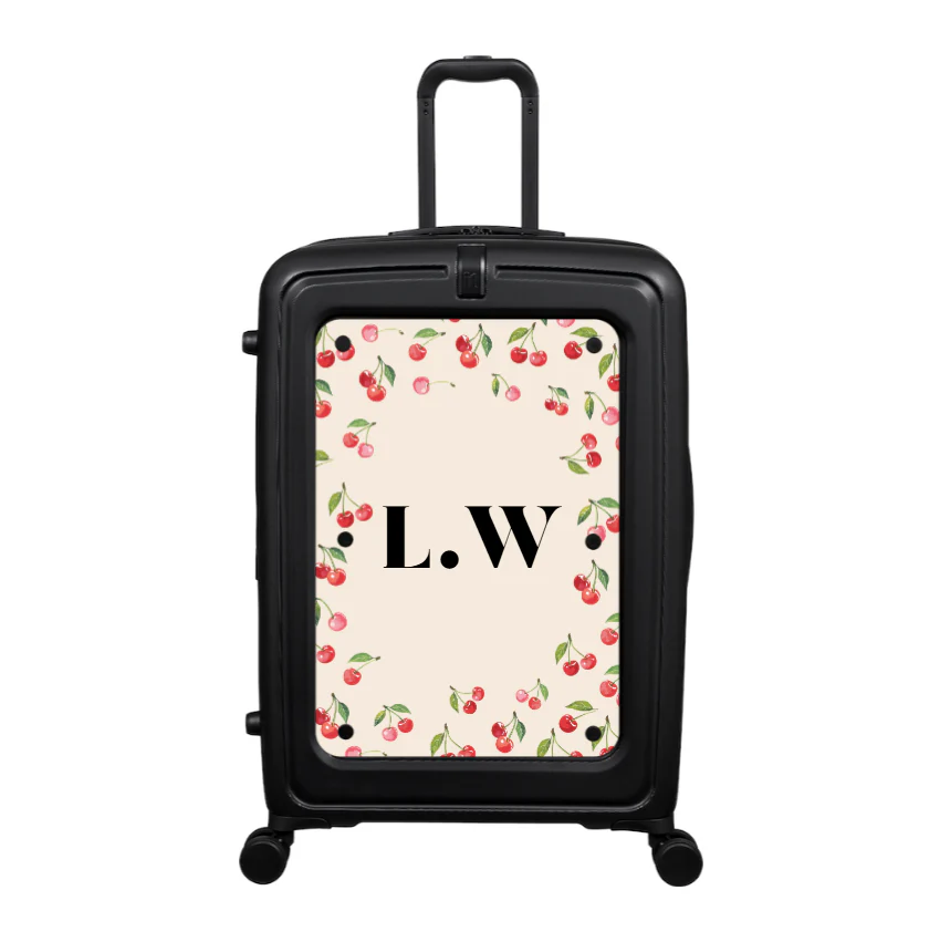 Modify - Suitcase with Personalised Panel (Cherries - Initials)