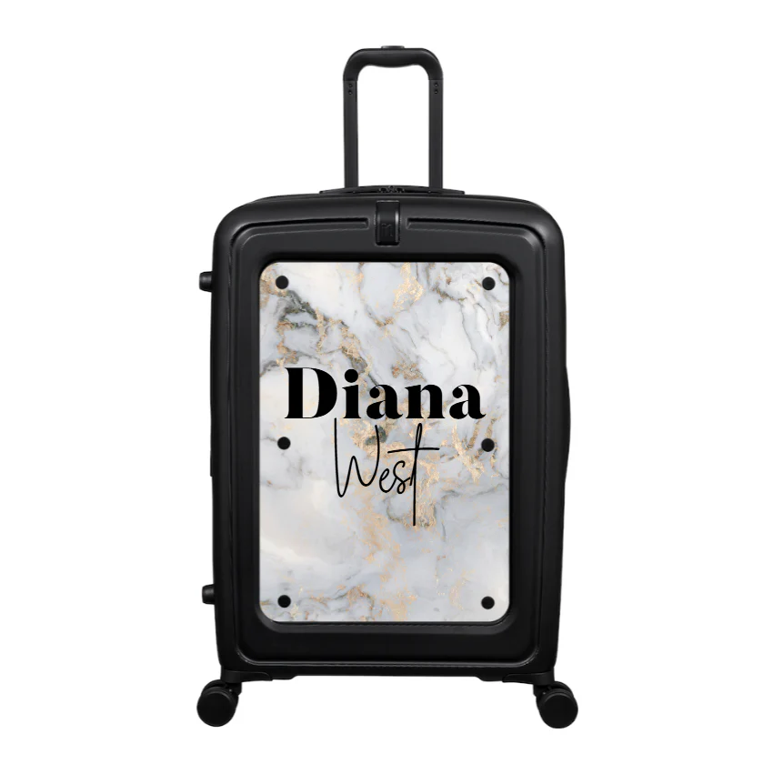 Modify - Suitcase with Personalised Panel (Grey Gold Marble - Double Name)