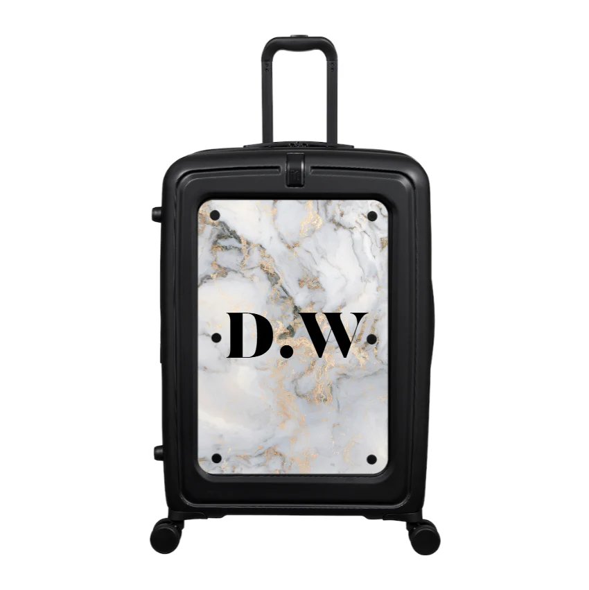 Modify - Suitcase with Personalised Panel (Grey Gold Marble - Initials)
