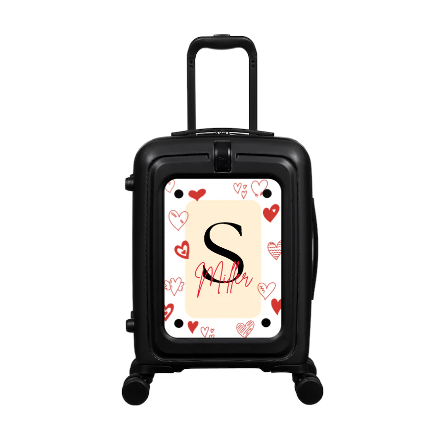 Modify - Suitcase with Personalised Panel (Hearts Border - Letter & Name) - Image 2