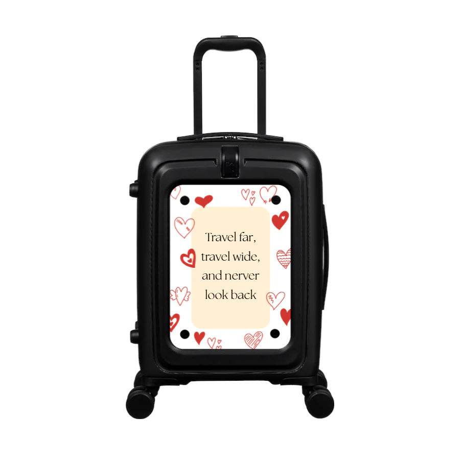 Modify - Suitcase with Personalised Panel (Hearts Border - Quote) - Image 2