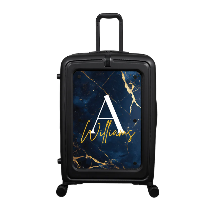 Modify - Suitcase with Personalised Panel (Navy Gold Marble - Letter & Name)