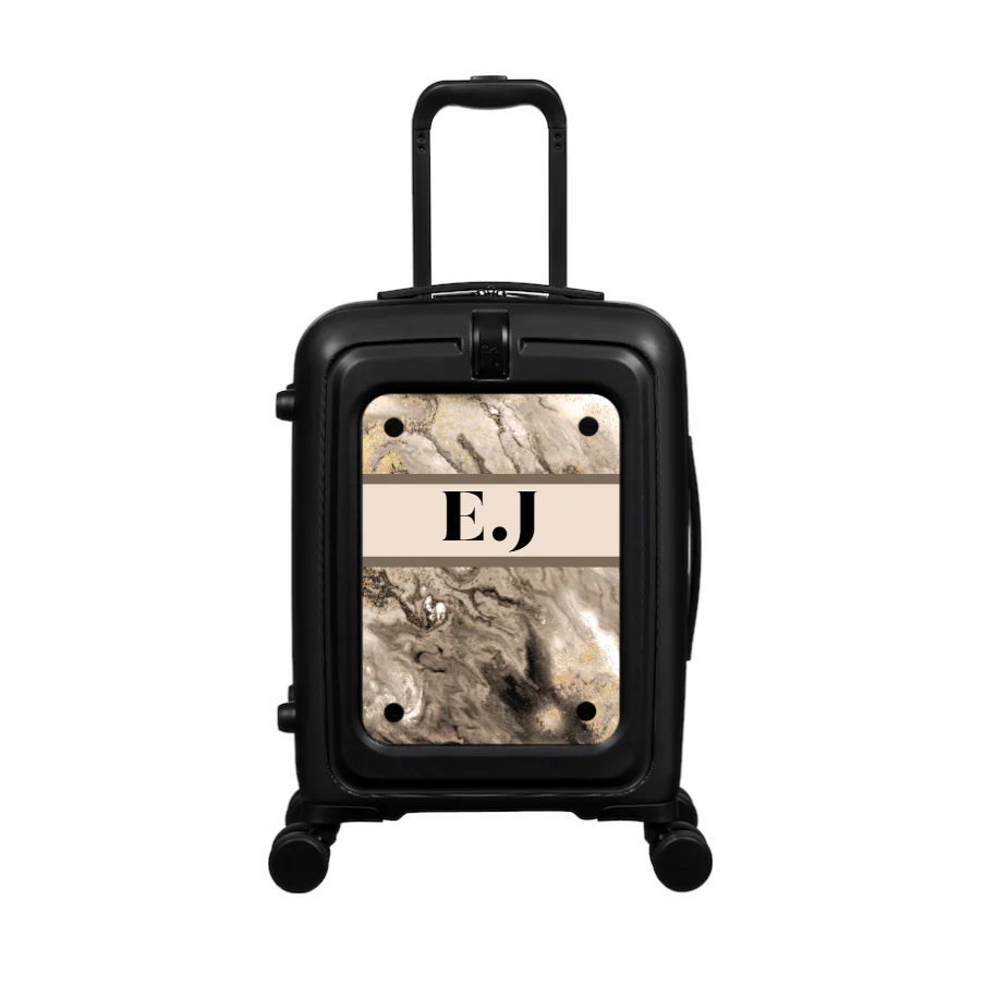 Modify - Suitcase with Personalised Panel (Neutral Marble Strip - Initials) - Image 2
