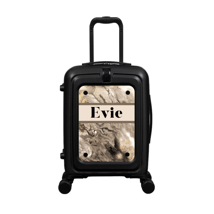 Modify - Suitcase with Personalised Panel (Neutral Marble Strip - Name) - Image 2