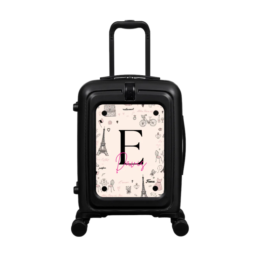 Modify - Suitcase with Personalised Panel (Paris Border - Letter & Name) - Image 2