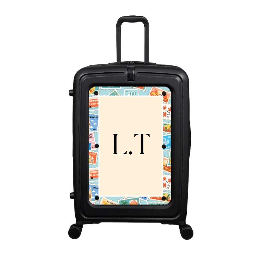 Modify - Suitcase with Personalised Panel (Stamps Border - Initials)