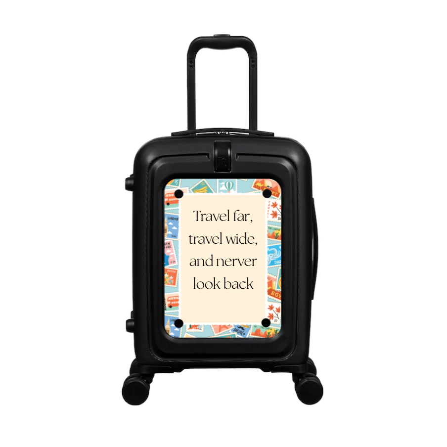 Modify - Suitcase with Personalised Panel (Stamps Border - Quote) - Image 2