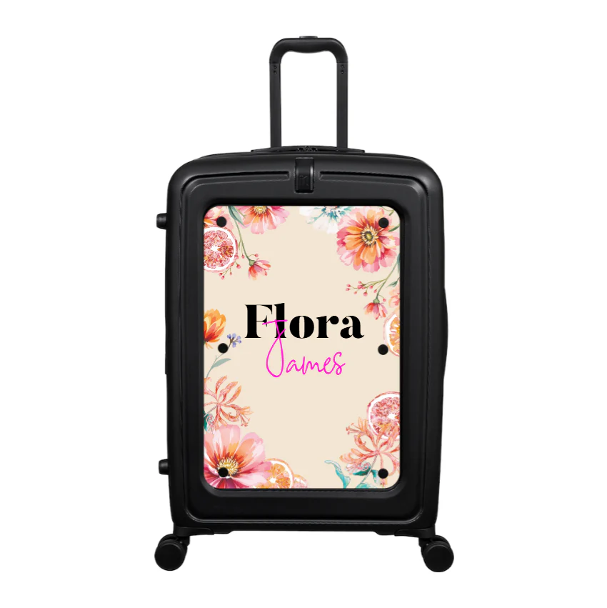 Modify - Suitcase with Personalised Panel (Summer Flowers - Double Name)