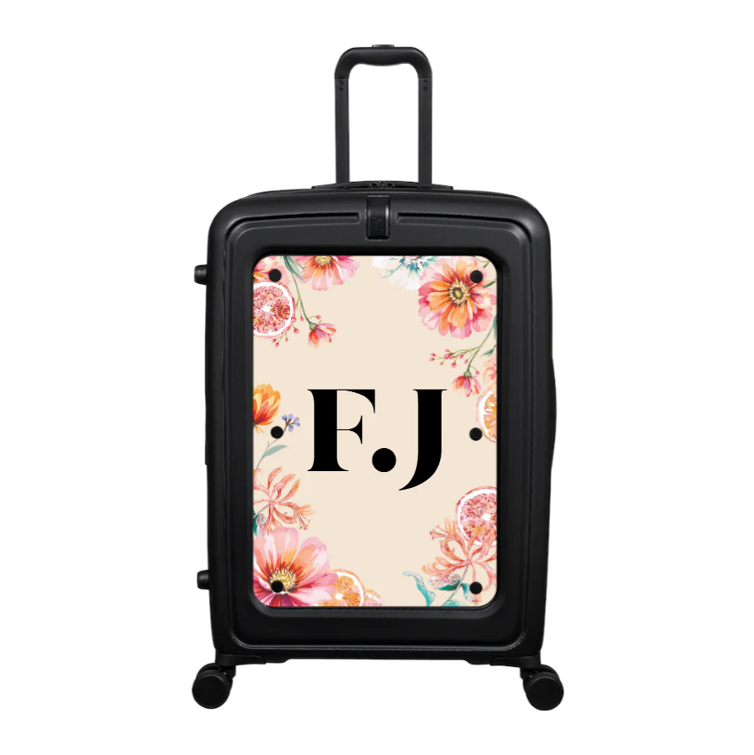 Modify - Suitcase with Personalised Panel (Summer Flowers - Initials)