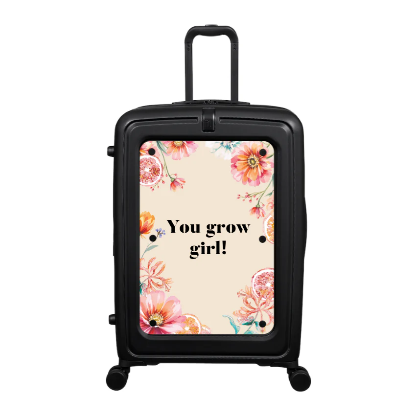 Modify - Suitcase with Personalised Panel (Summer Flowers - Quote)