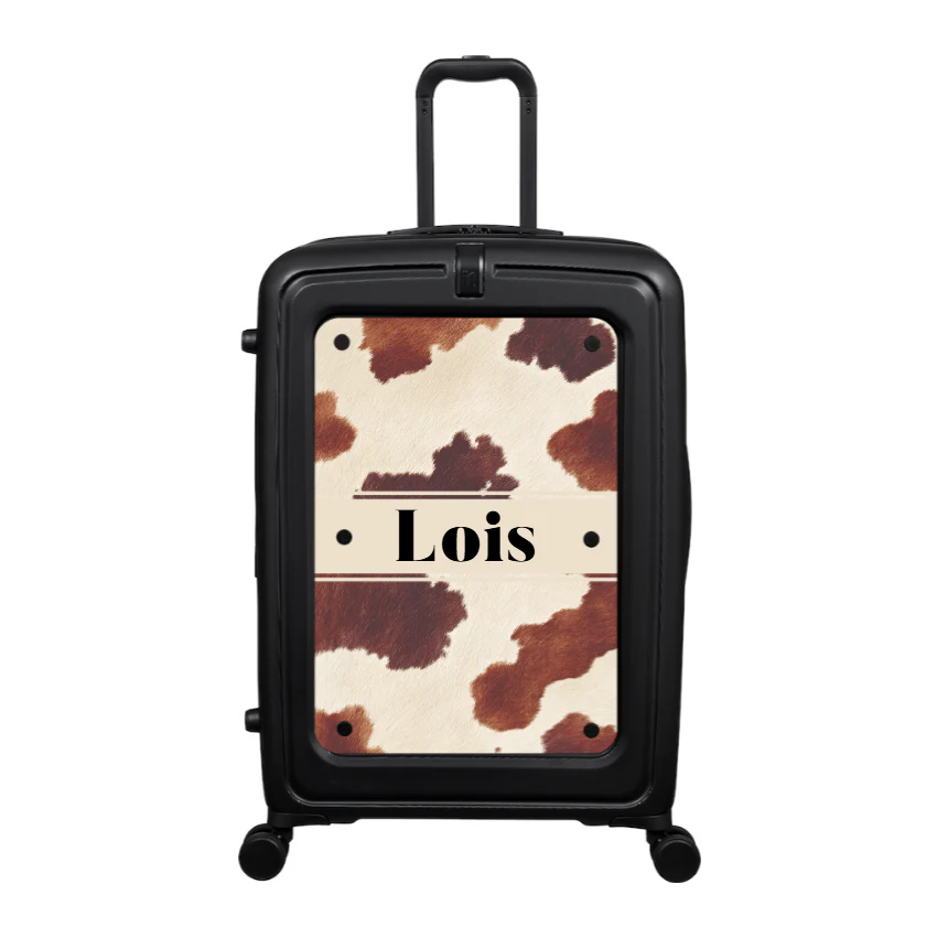 Modify - Suitcase with Personalised Panel (Textured Cow - Name)