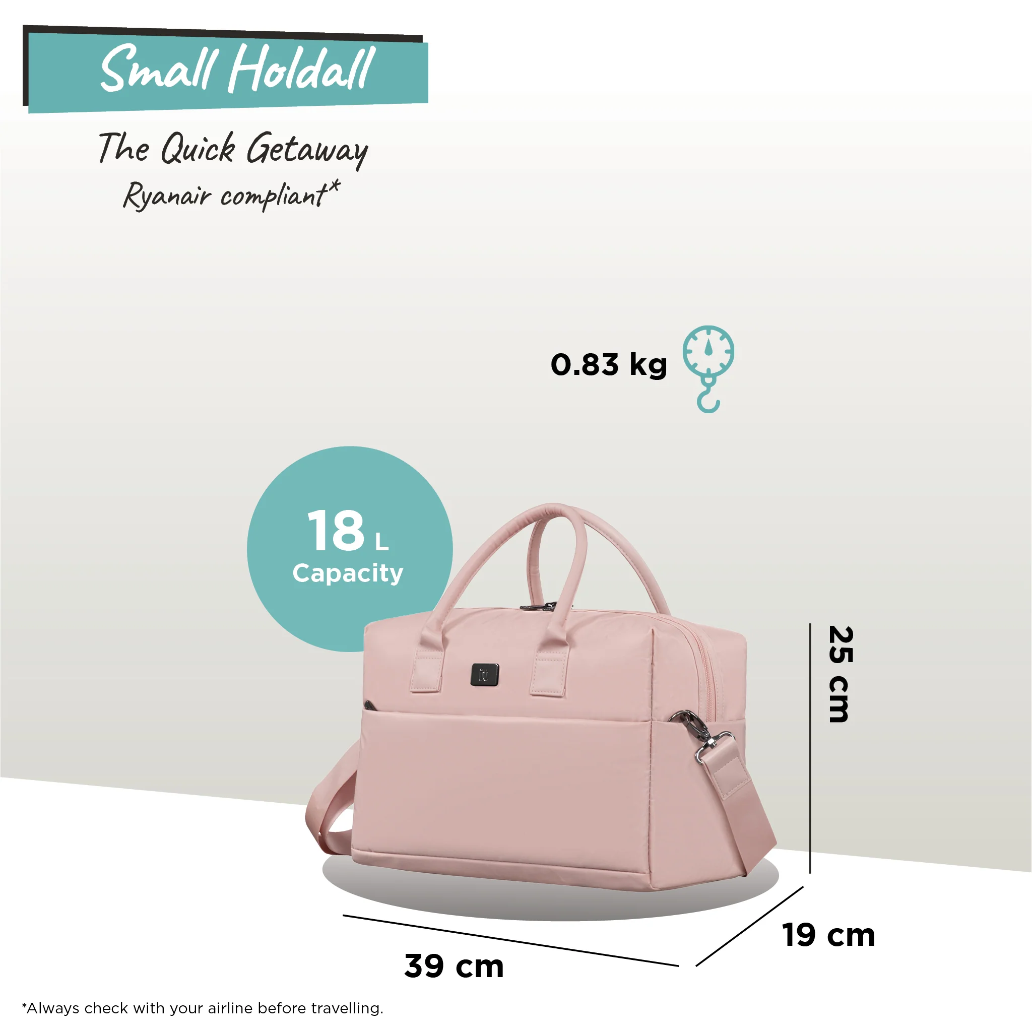 Outpaced - Small Holdall (Cameo Rose) - Image 12