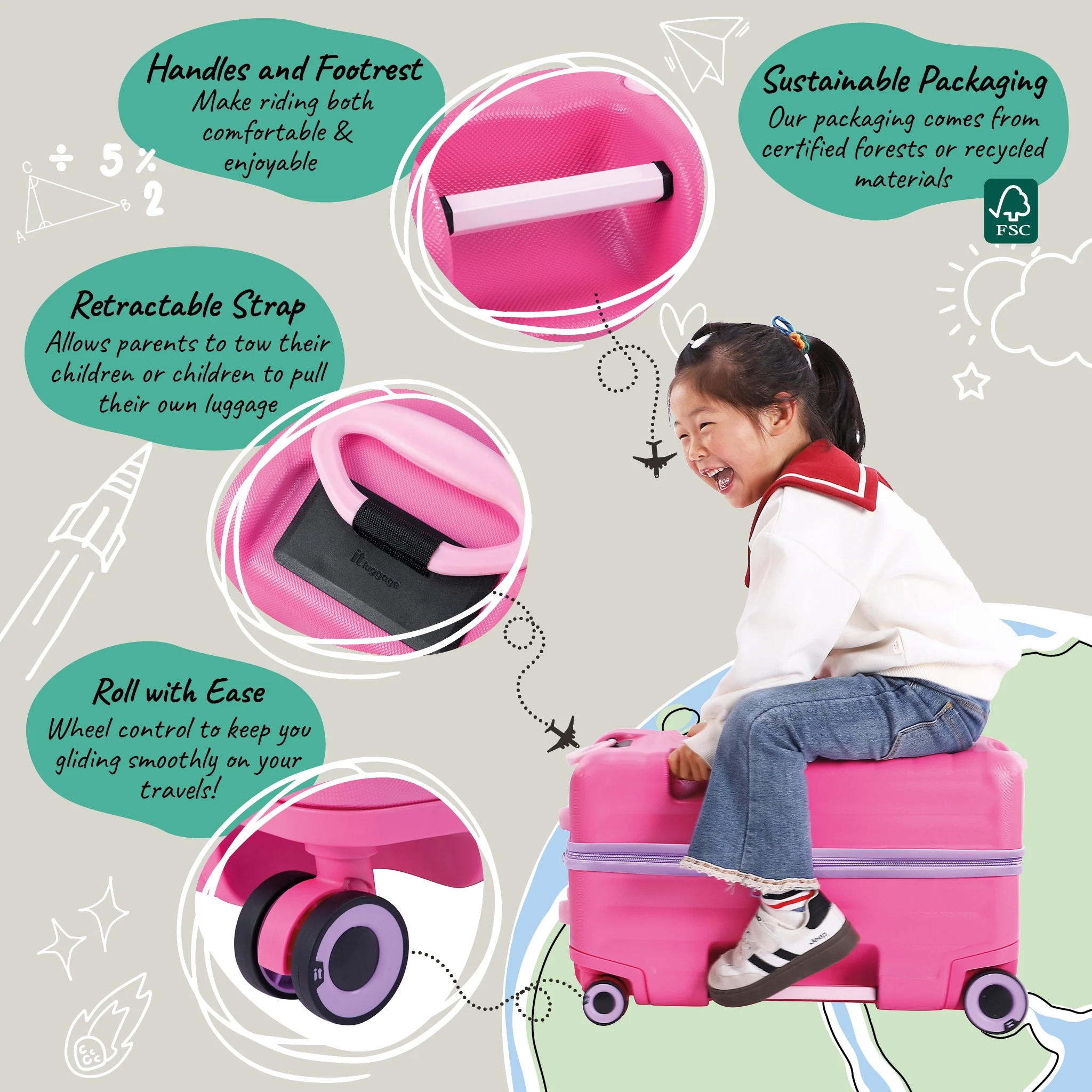 Trunkryder - Kids Ride-On Suitcase (Azalea Pink) - Image 15