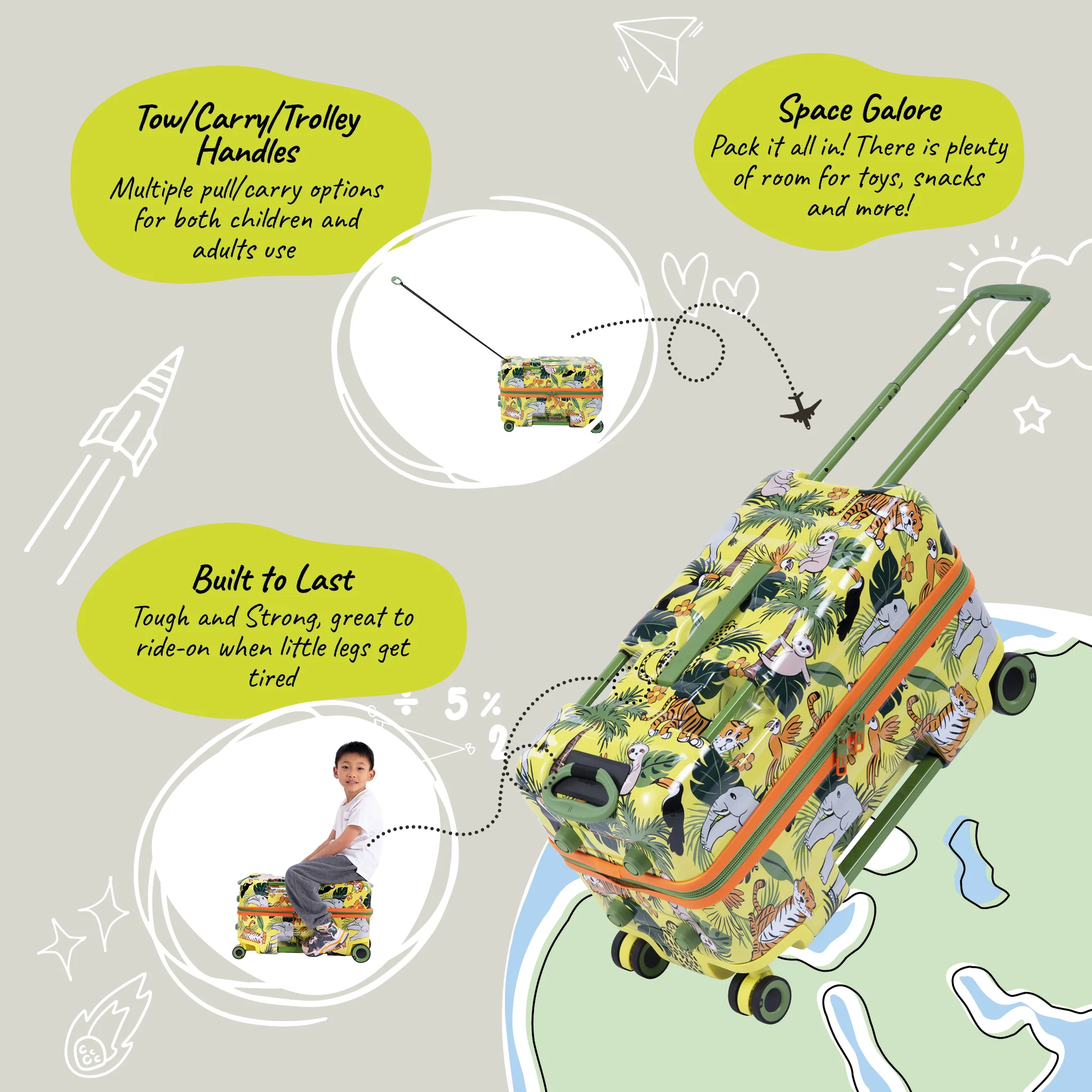 Trunkryder - Kids Ride-On Suitcase (Jungle Animals) - Image 19