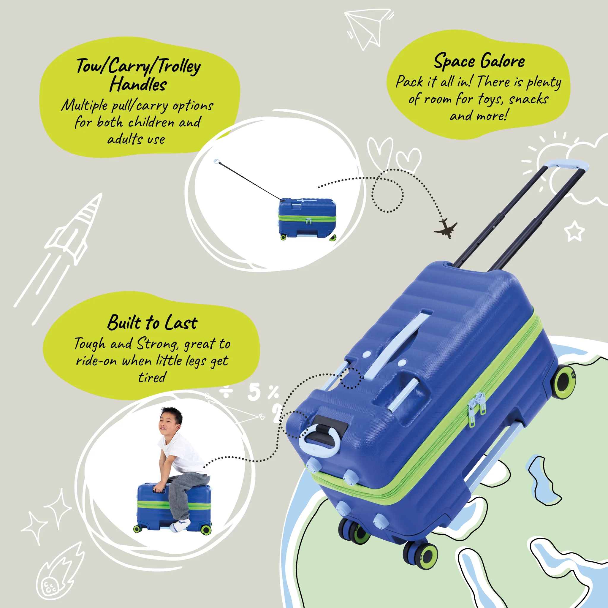 Trunkryder - Kids Ride-On Suitcase (True Blue) - Image 13
