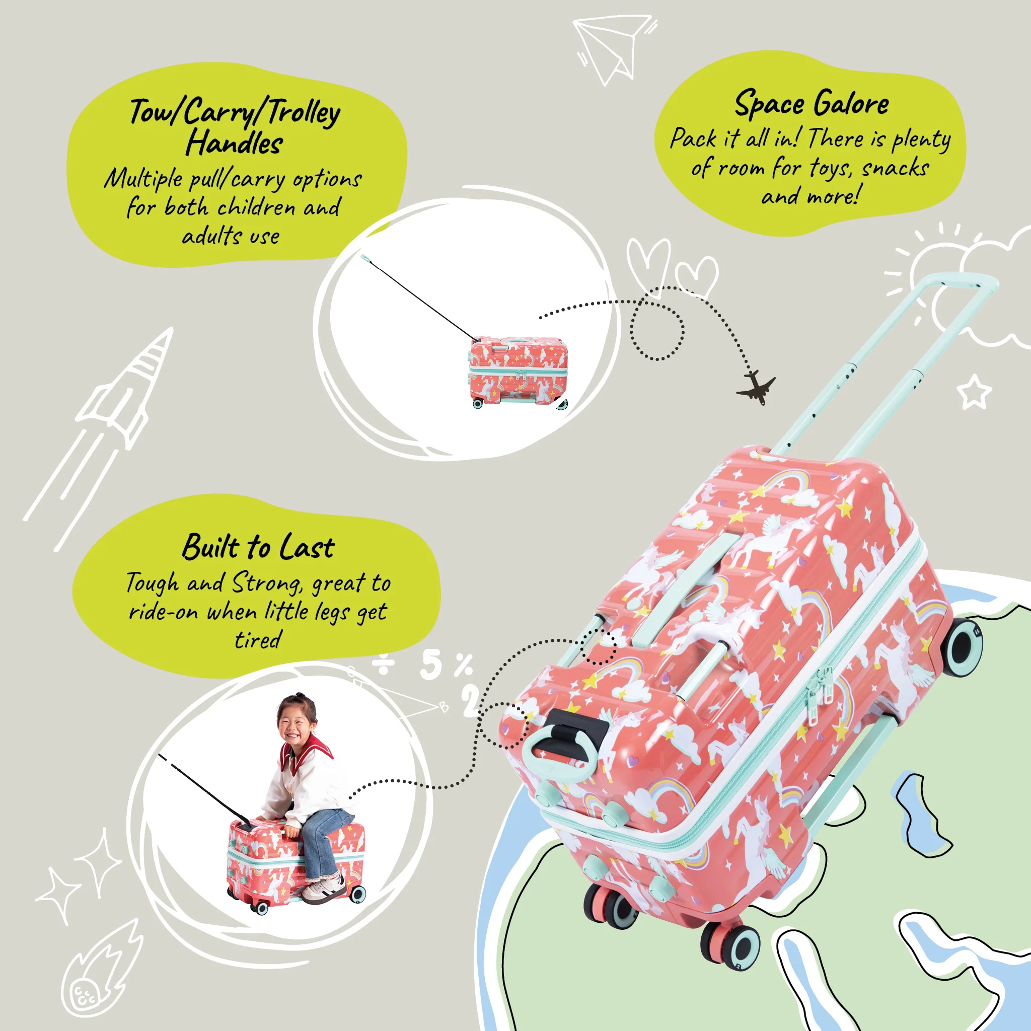 Trunkryder - Kids Ride-On Suitcase (Unicorns) - Image 20
