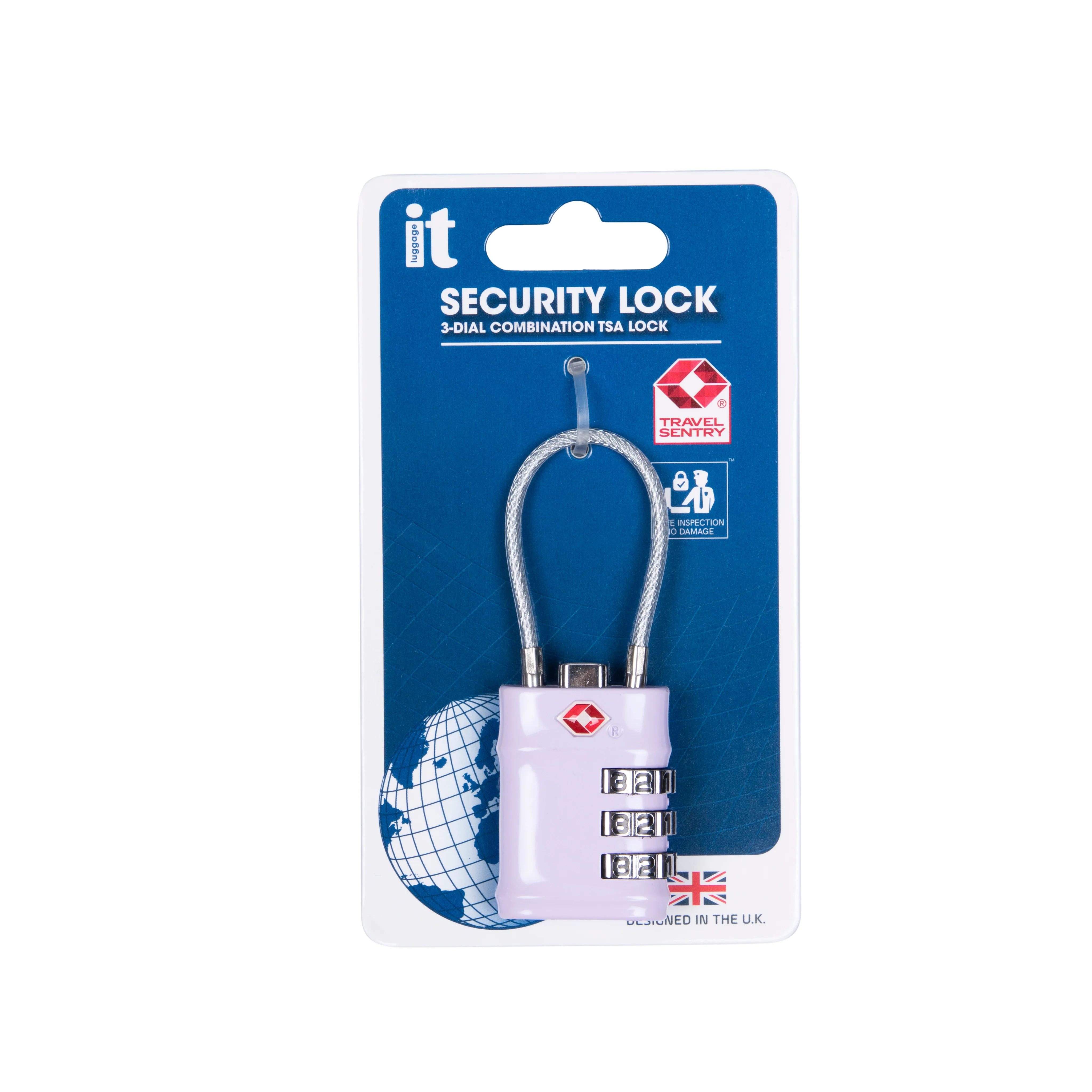 TSA Combination Lock with Steel Cable (Lavender Fog) - Image 3