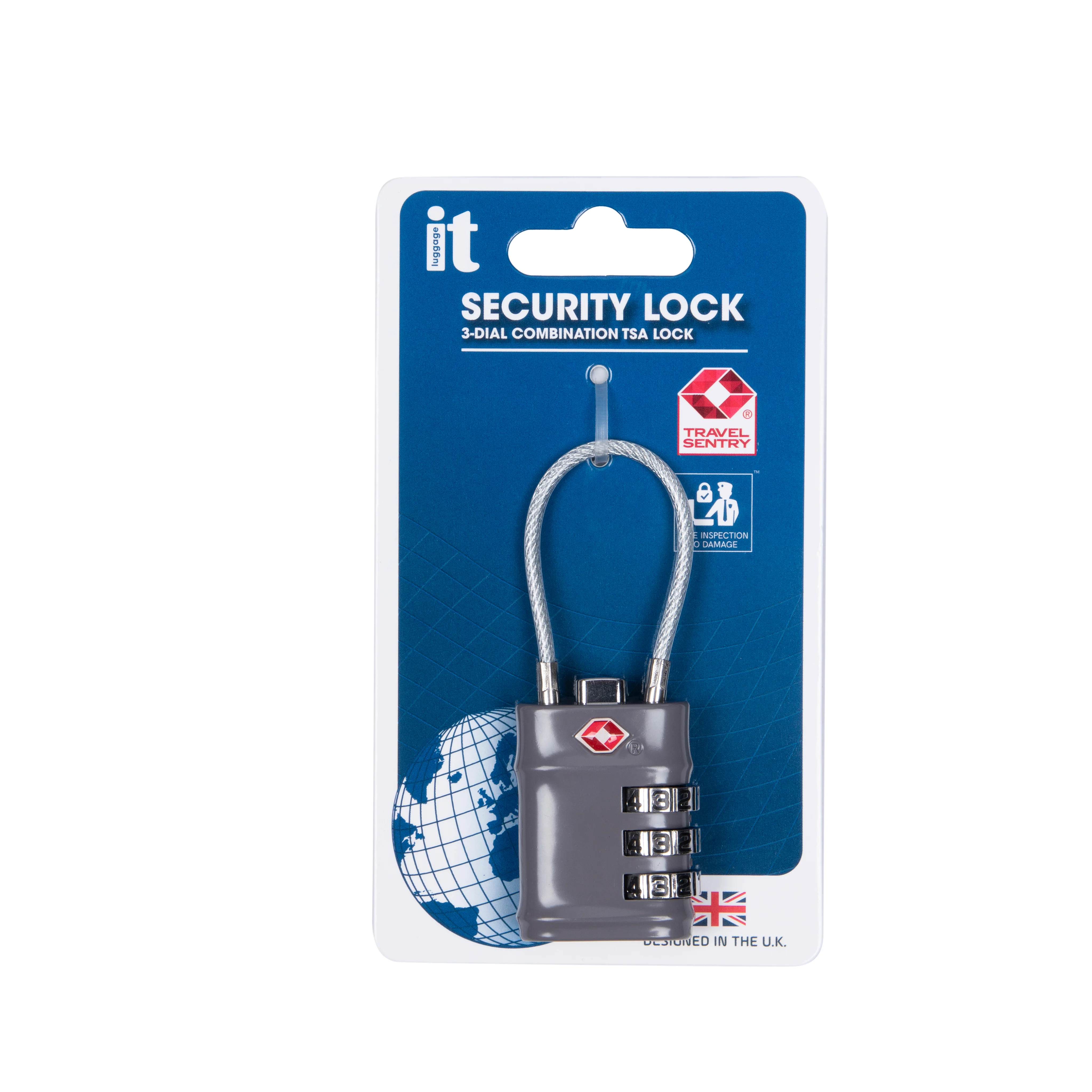 TSA Combination Lock with Steel Cable (Volcanic Glass) - Image 3